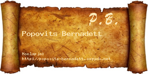 Popovits Bernadett névjegykártya
