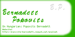 bernadett popovits business card